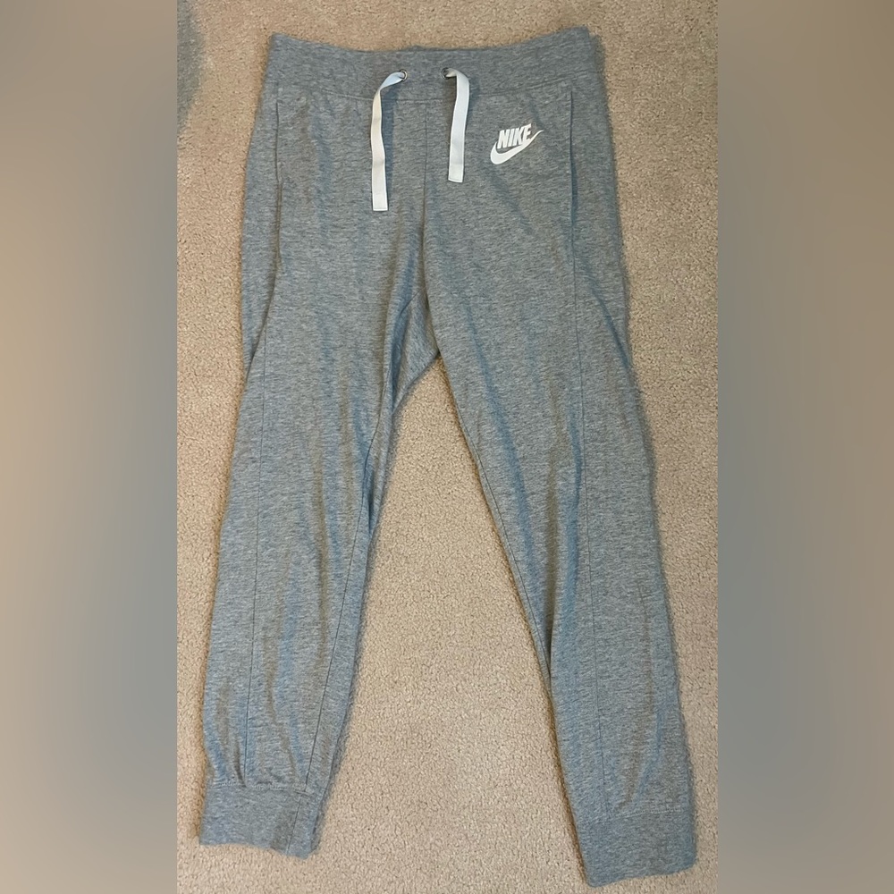 Nike gray joggers with ribbon tie, size small
